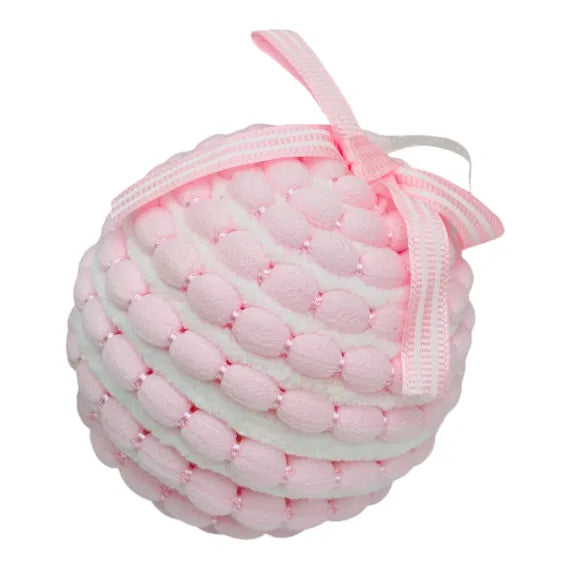Set 4 globuri de Craciun material tricotat, 9×9cm