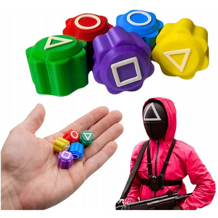 Gonggi Joc Traditional Coreean, Tip Squid Game si Jocul Calamarului, pentru Dexteritate, Interactiv, Set 5 Piese Multicolore, Cutie Depozitare Transparenta