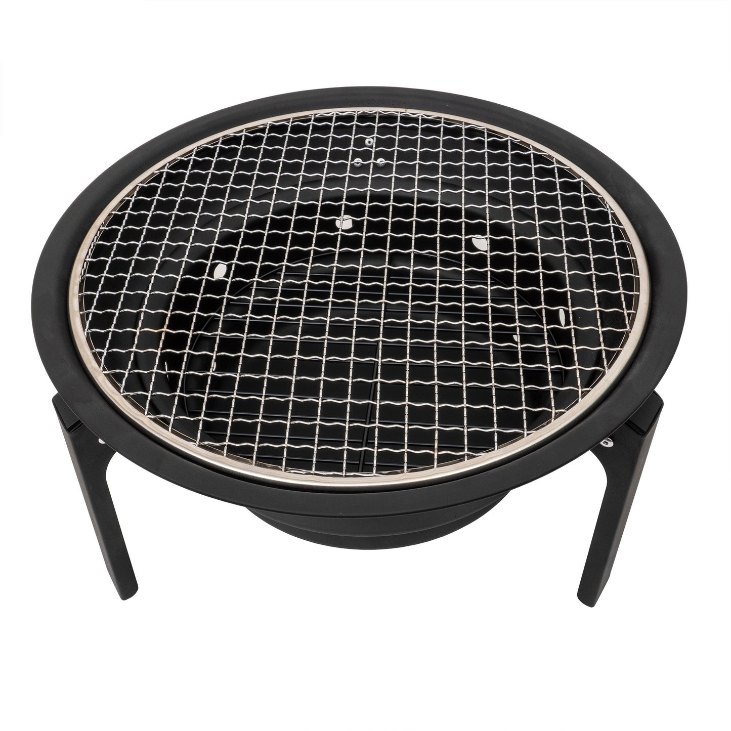 Gratar metalic pentru camping, pliabil, rotund, diametru 35cm