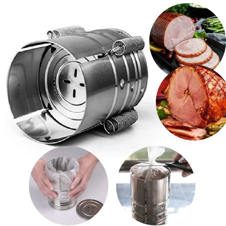 Presa din inox, pentru preparat sunca presata, cu capac, dimensiune reglabila in 3 trepte, 15 x 15 x 18 cm, argintiu