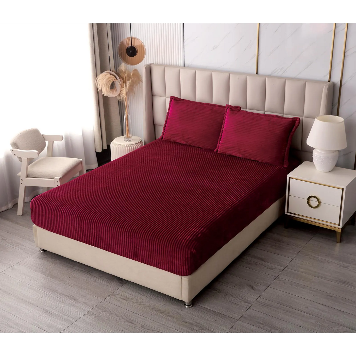 Huse de saltea uni cu elastic si 2 fete perna 180X200 CM