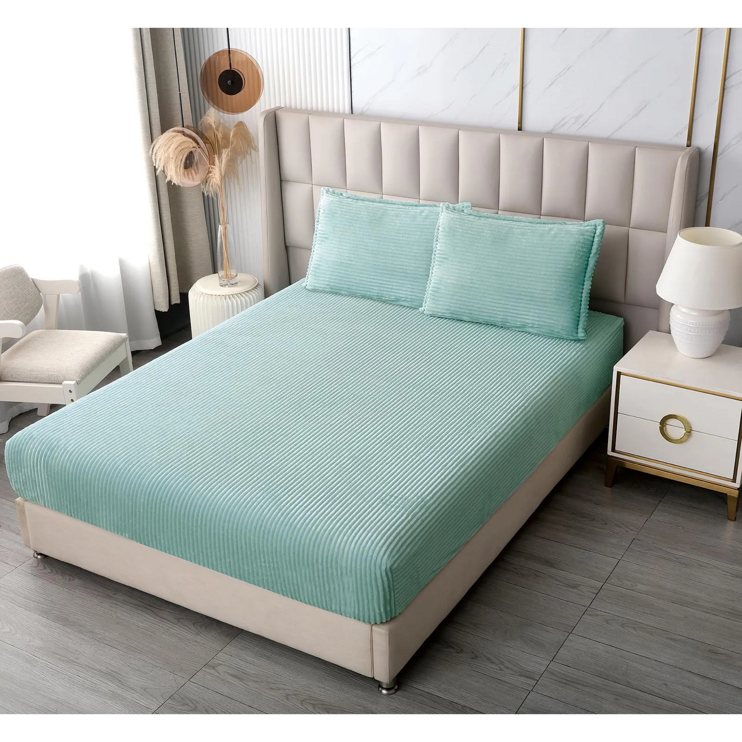 Huse de saltea uni cu elastic si 2 fete perna 180X200 CM