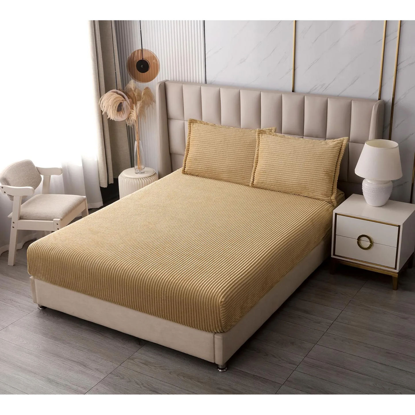 Huse de saltea uni cu elastic si 2 fete perna 180X200 CM