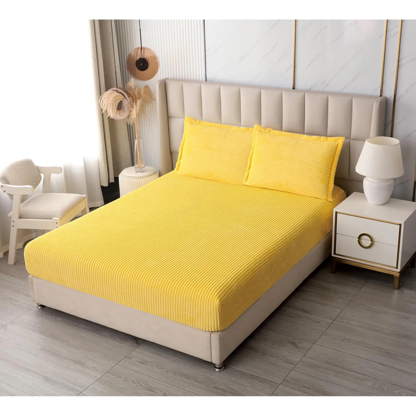 Huse de saltea uni cu elastic si 2 fete perna 180X200 CM