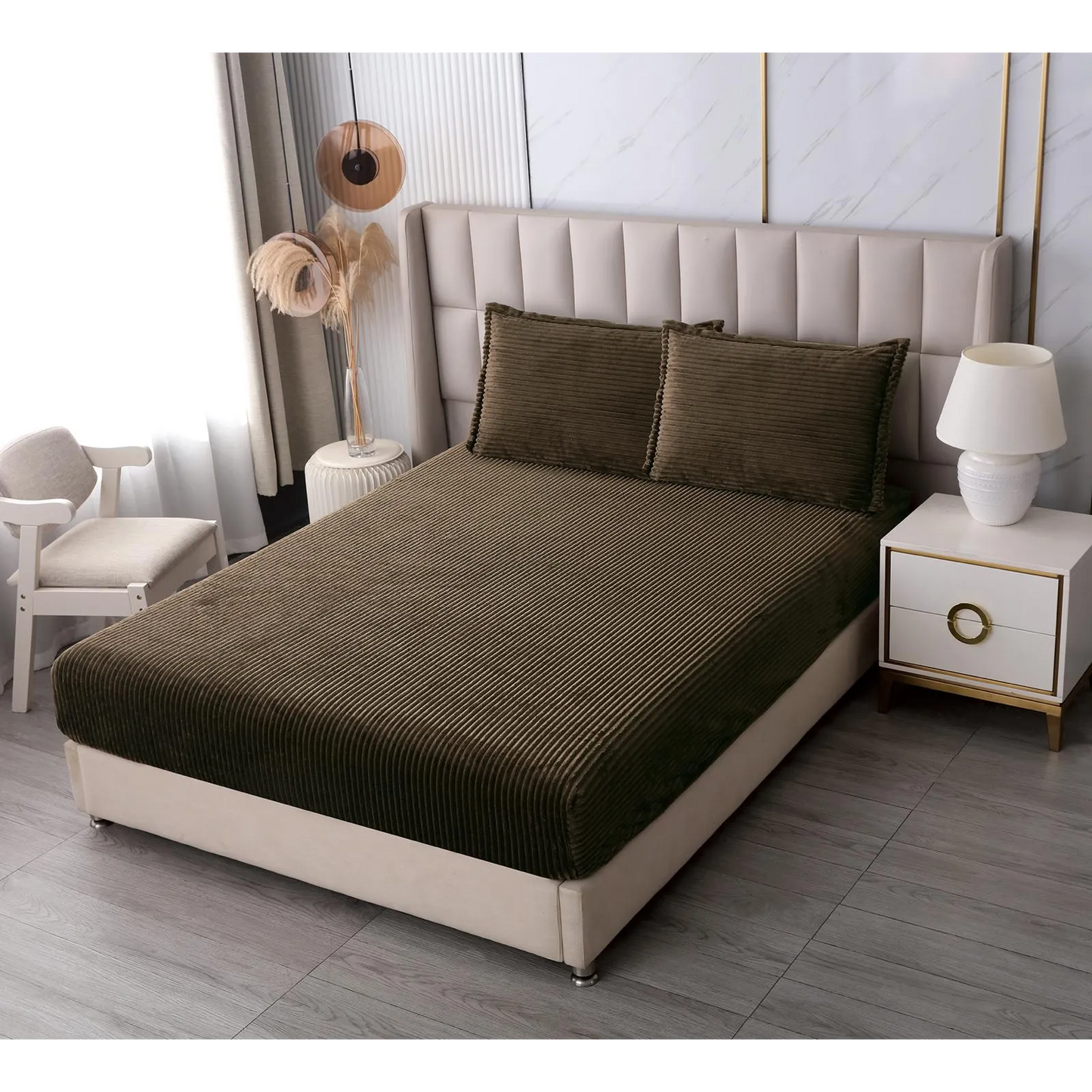 Huse de saltea uni cu elastic si 2 fete perna 180X200 CM