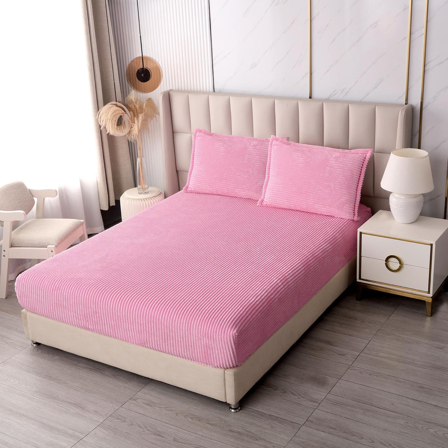 Huse de saltea uni cu elastic si 2 fete perna 180X200 CM