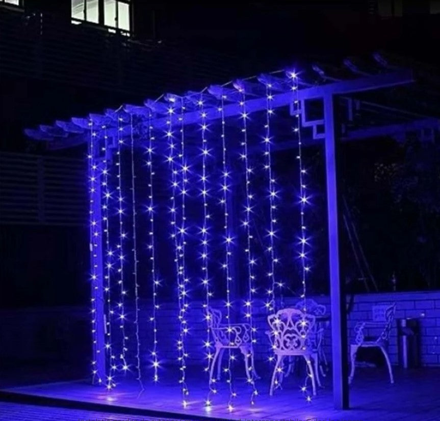 Instalatie de Craciun tip perdea cu fir gros, 3 m x 6 m, Interconectabil