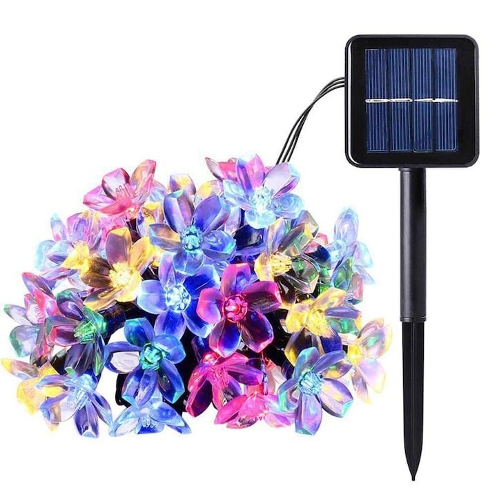 Instalatie solara model floricele, 20 led, exterior, IP44