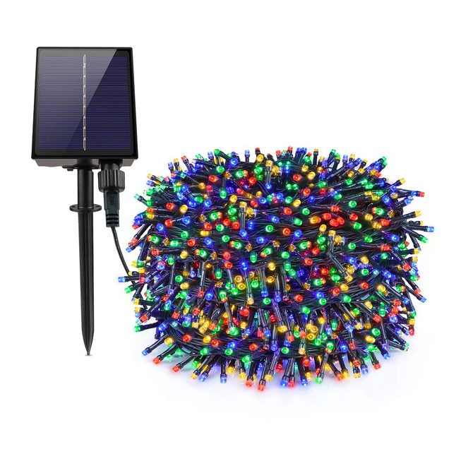 Instalatie lumisoasa solara tip sir de exterior, 500 led, 50 M