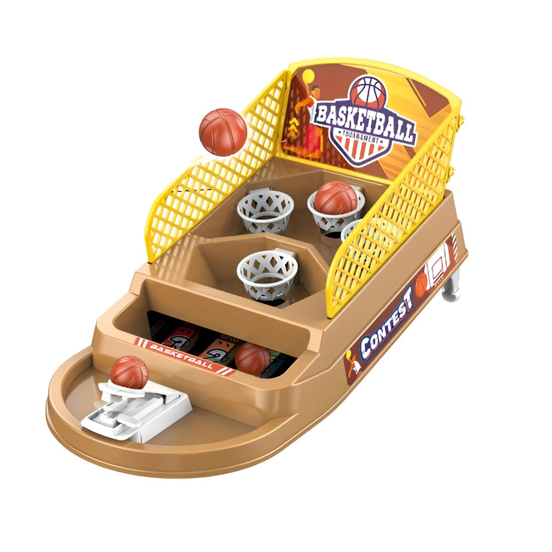 Joc de Masa Mini Baschet Interactiv pentru Copii, 4 Cosuri, 3 Mingi Incluse, 23.5x11.5x14 cm
