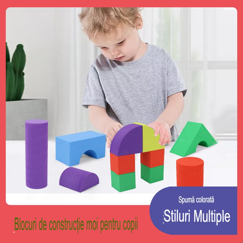 Set Blocuri de Constructie din Spuma EVA, 29 de Piese, Interactive, 24.5x16x3.7 cm, Multicolor