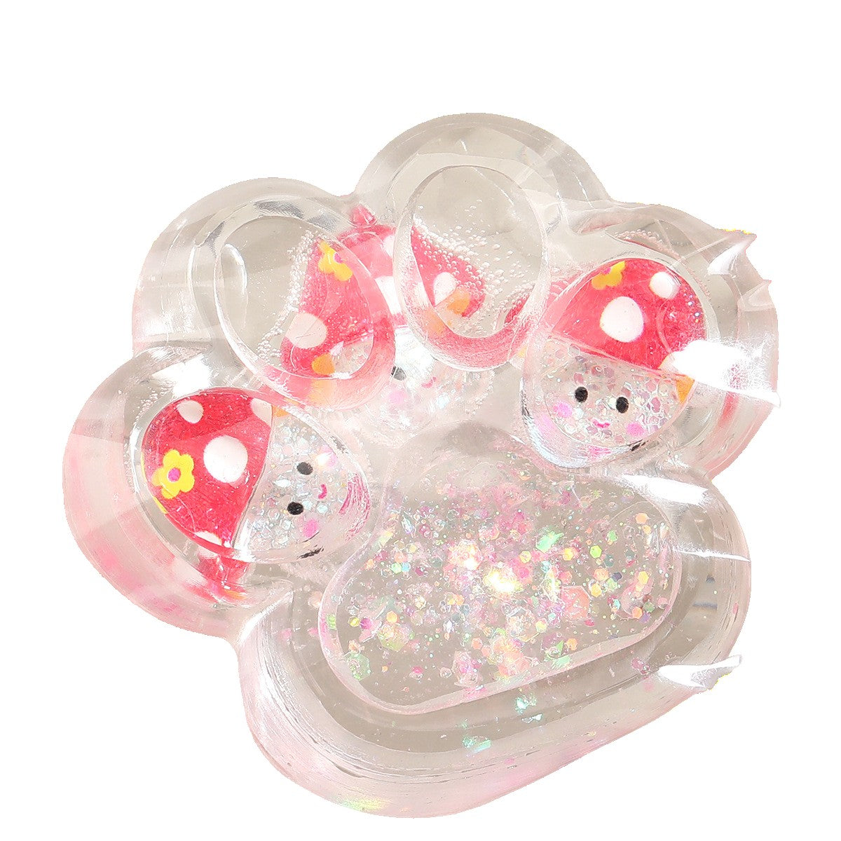 Jucarie Antistres Squishy, Labuta de Pisica Pufoasa, cu Revenire Lenta, 7 x 6.5 cm, Model Ciuperca