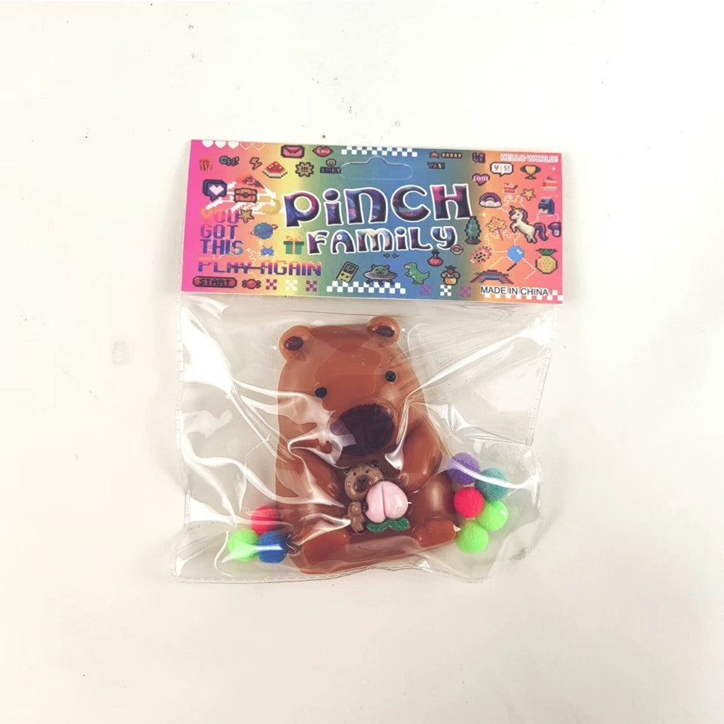 Jucarie Antistres Squishy, cu Revenire Lenta, Squeeze Pinch Family, Model Urs, 4.5 x 7.2 cm
