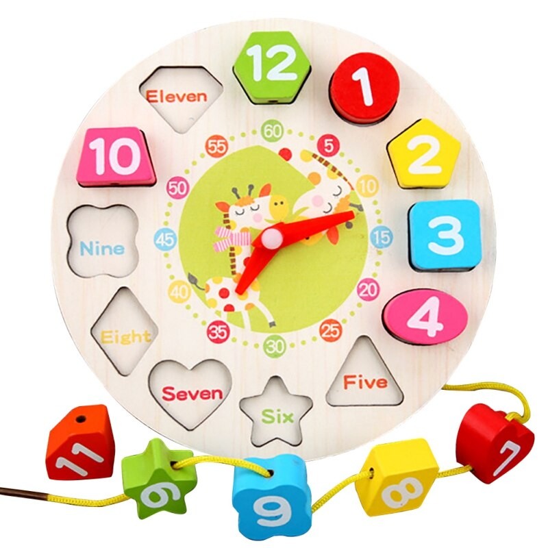 Jucarie Educativa,Montessori, Model Ceas,din lemn masiv, calitativ, 17 cm