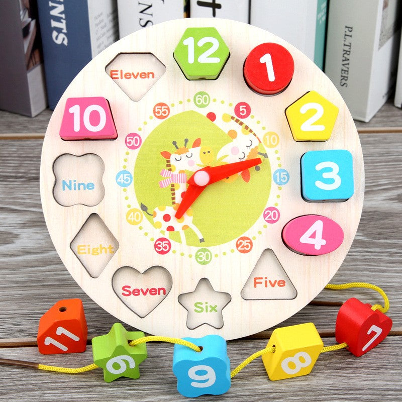 Jucarie Educativa,Montessori, Model Ceas,din lemn masiv, calitativ, 17 cm