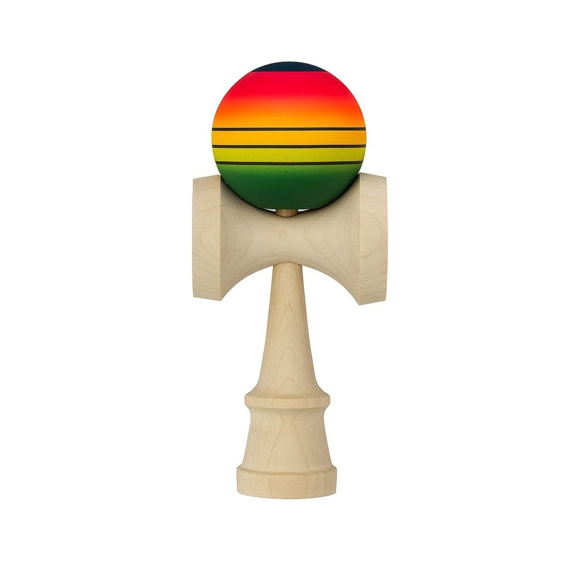 Kendama X Originala, Profesionala,Big Cups V2, Super Sticky Cupe Mari, Rulment Metalic cu Ata 55 cm, Rosu/Galben/Verde