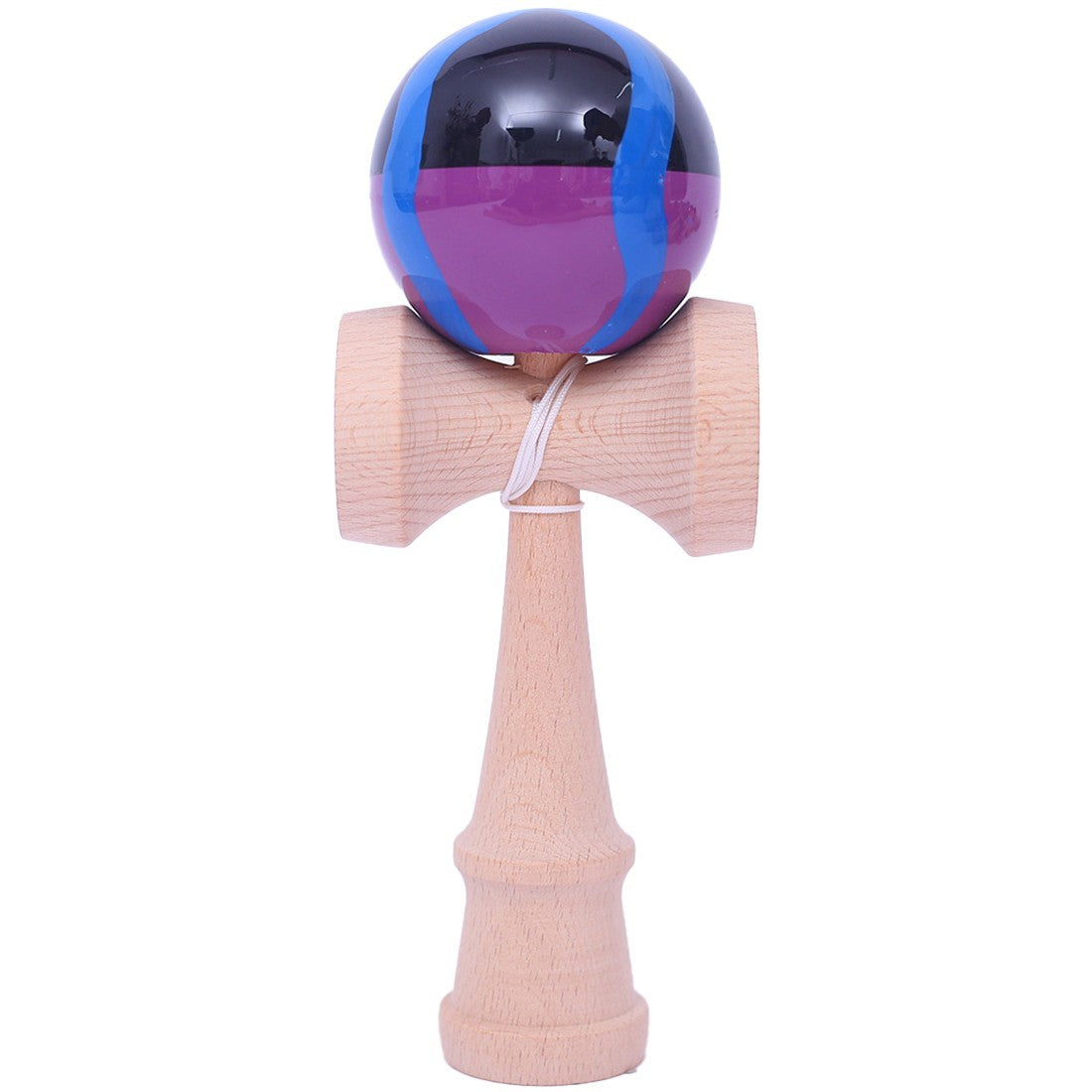 Kendama X Originala, Profesionala, Big Cups V2, Super Sticky Cupe Mari, Rulment Metalic cu Ata 55 cm, Negru Mov cu Linii