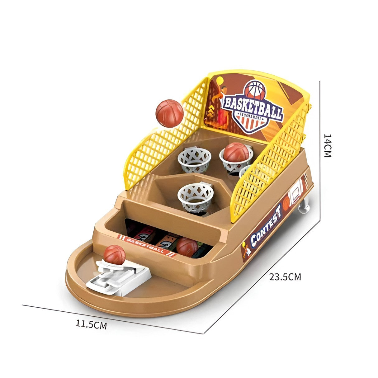 Joc de Masa Mini Baschet Interactiv pentru Copii, 4 Cosuri, 3 Mingi Incluse, 23.5x11.5x14 cm