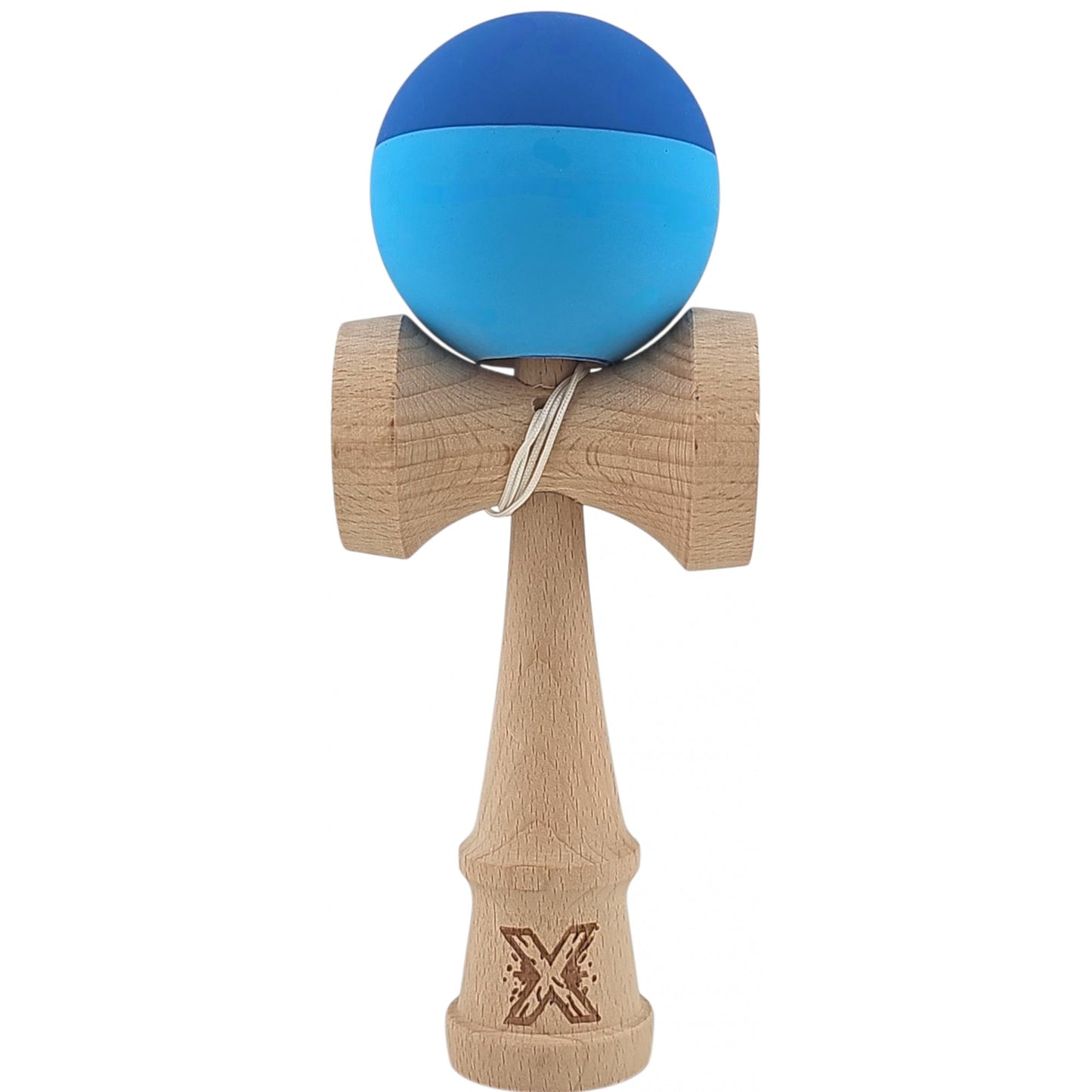 Kendama X Originala, Profesionala, din Lemn, Rubber Grip, 18 cm, Albastru/Bleu