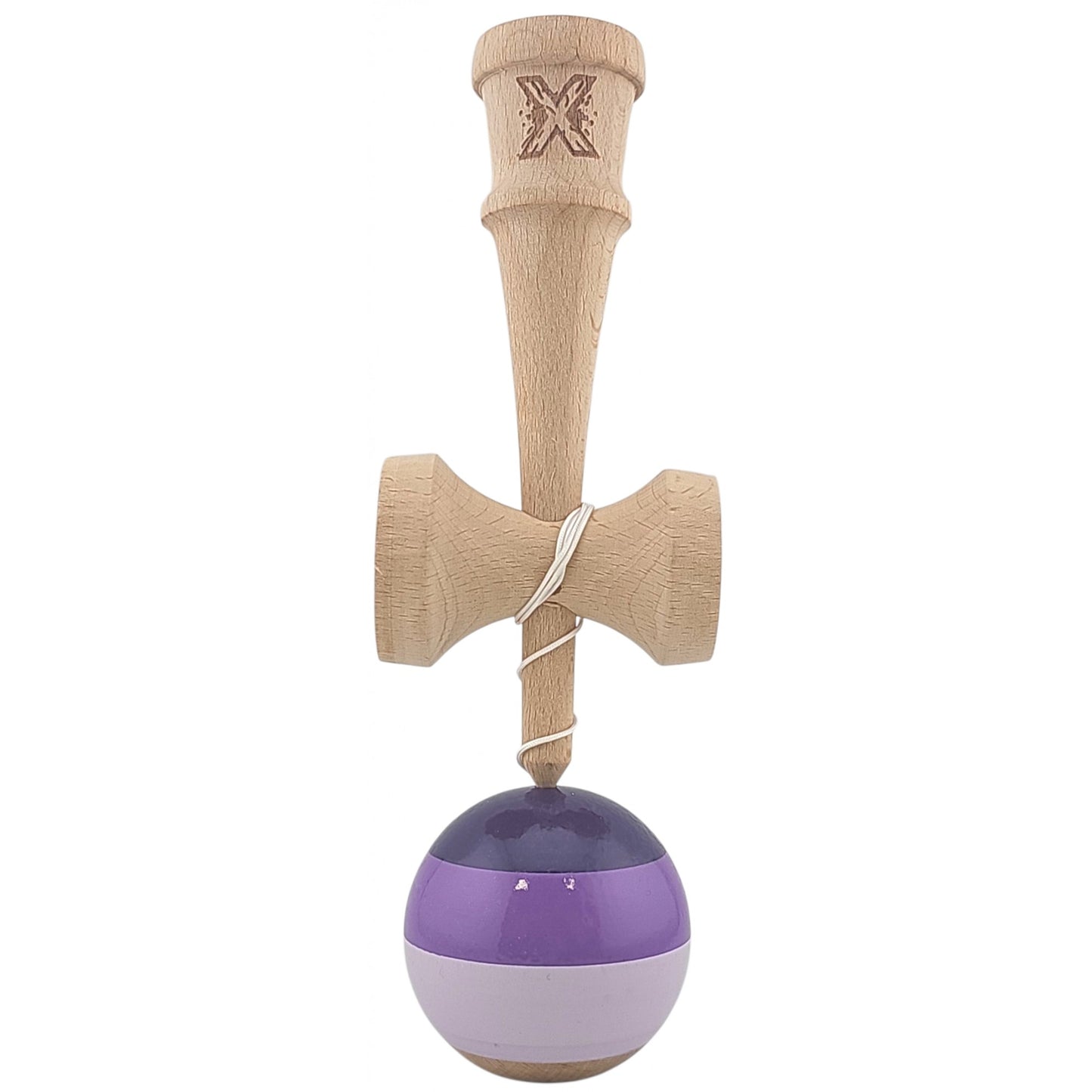 Kendama X Originala, Profesionala, Super Sticky din Lemn, 18 cm, Purpuriu/Mov/Lila