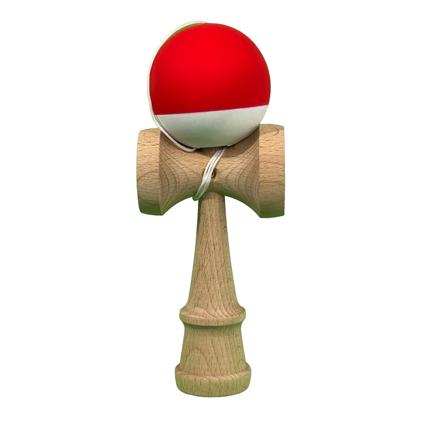 Kendama X Originala, Profesionala, din Lemn, Rubber Grip, 18 cm, Rosu/Alb