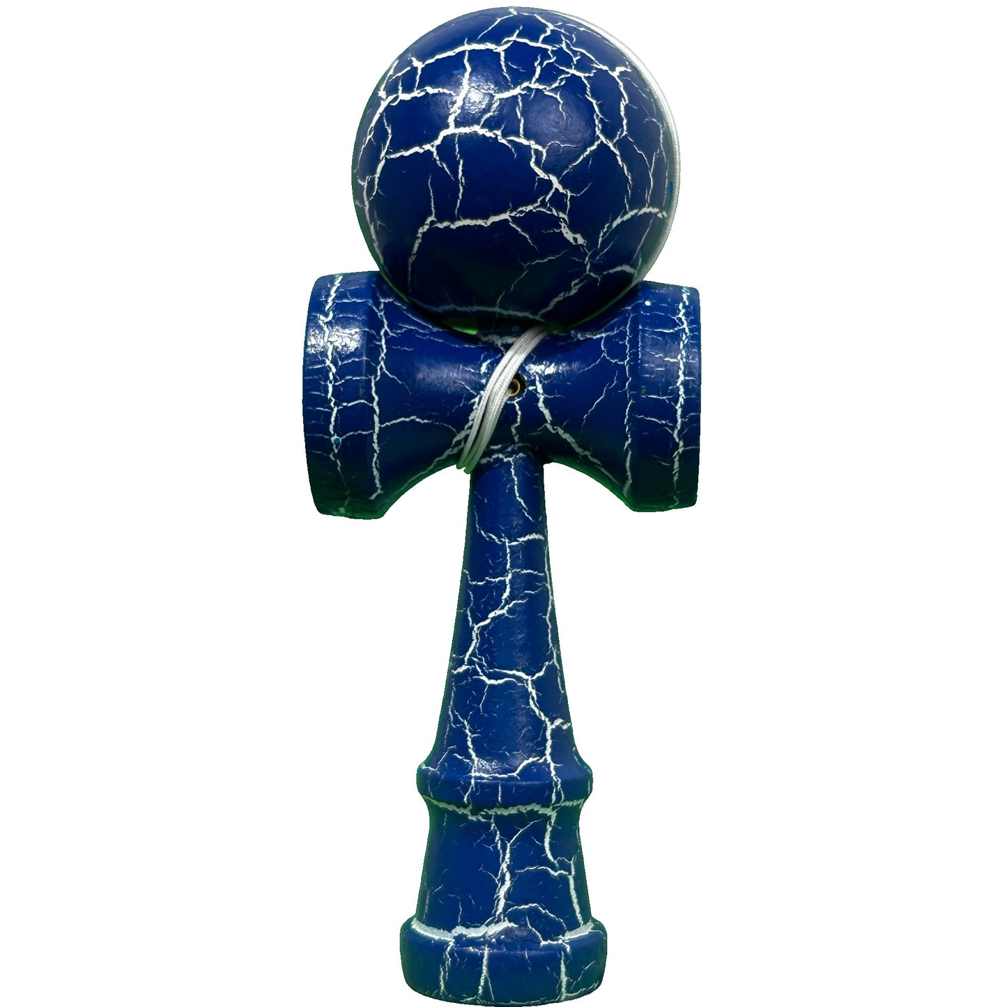 Jucarie Kendama Profesionala, Kendama Cracked, din Lemn – 18 cm, Joc Interactiv de Indemanare pentru copii si adulti, Albastru inchis