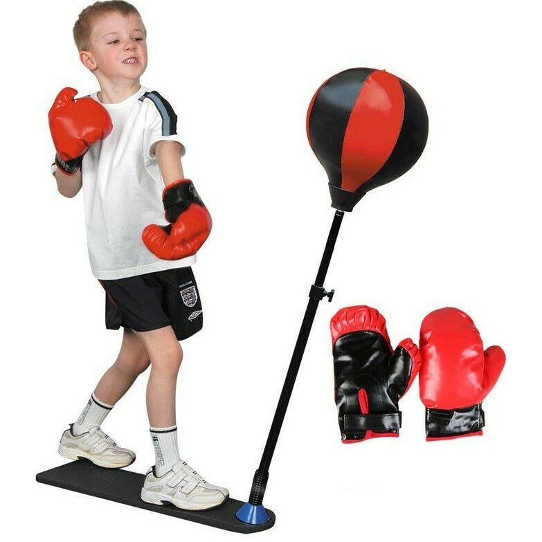 Jucarie Interactiva Box ,Model Sfera de Box de Picior, Manusi Incluse, Inaltime Reglabila, +3 Ani, 120 x 25 x 52.5 cm