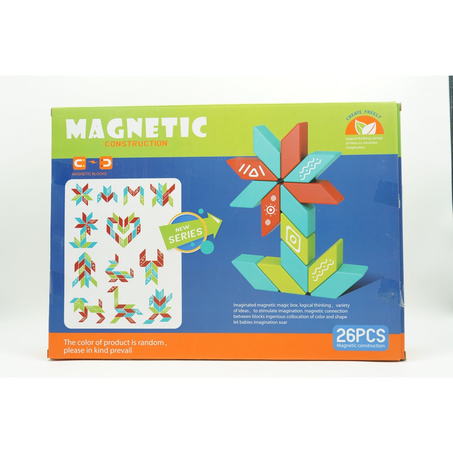 Set inteligent de constructie cu piese magnetice, 26 piese, +3 ani