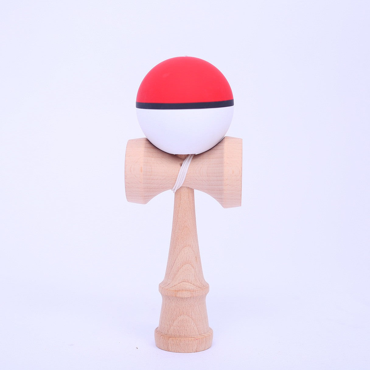 Jucarie Interactiva Kendama Profesionala, din Lemn, 18 cm, Joc de Indemanare pentru Copii si Adulti, Model 8 Bicolor Rosu Alb