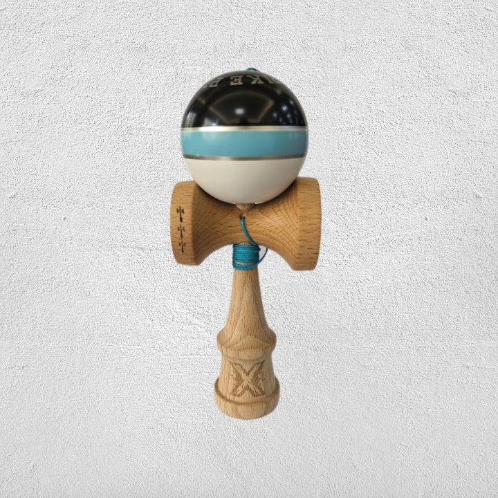 Kendama Originala X ROYAL , Profesionala,din Lemn, 18 cm, Albastru-Gold