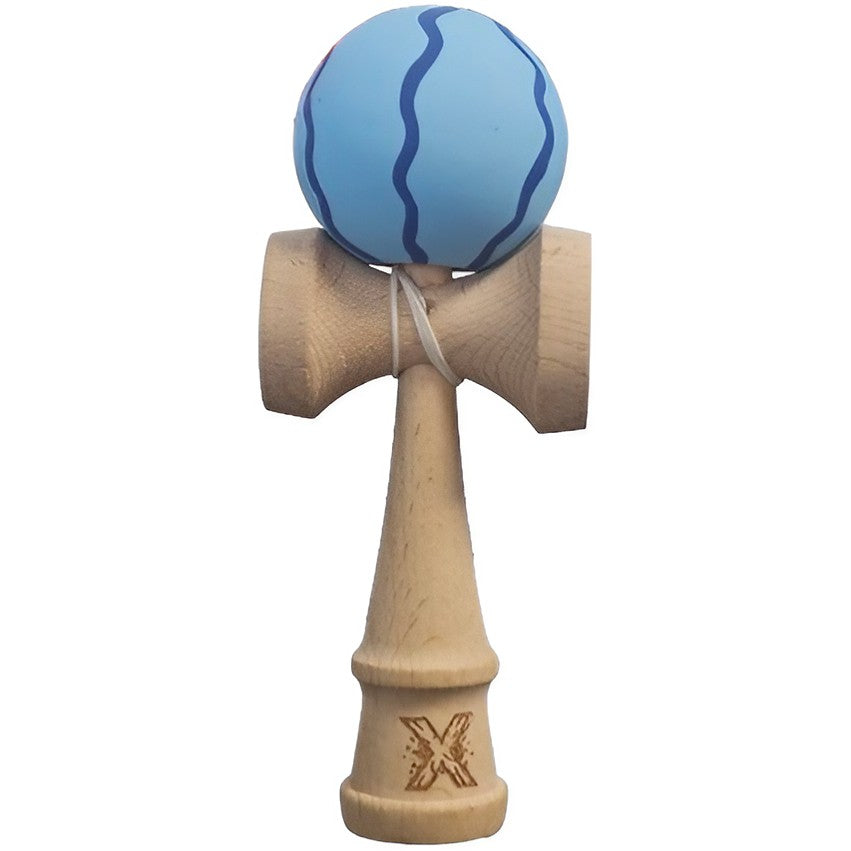 Kendama X Originala, Profesionala, din Lemn, 18 cm, Albastru