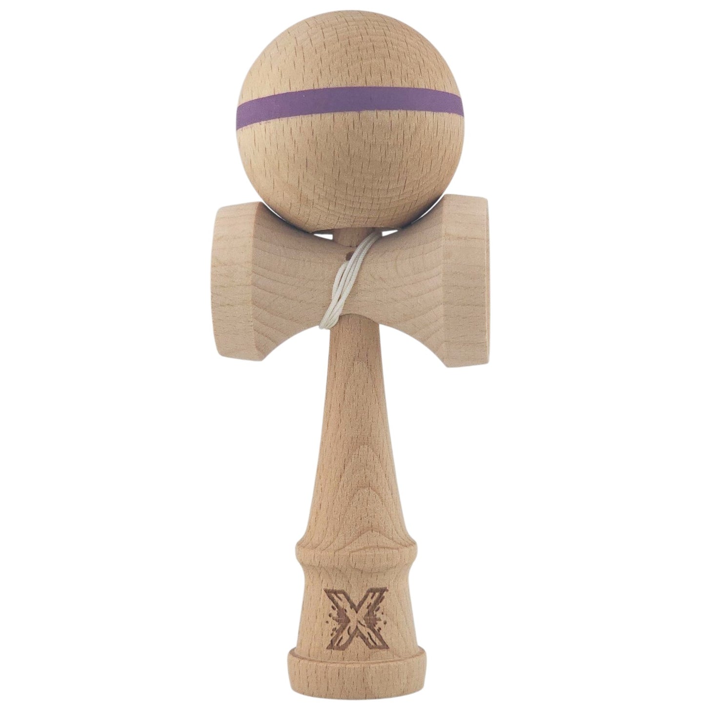 Kendama X Originală, Profesională, din Lemn, 18 cm, Dunga Mov