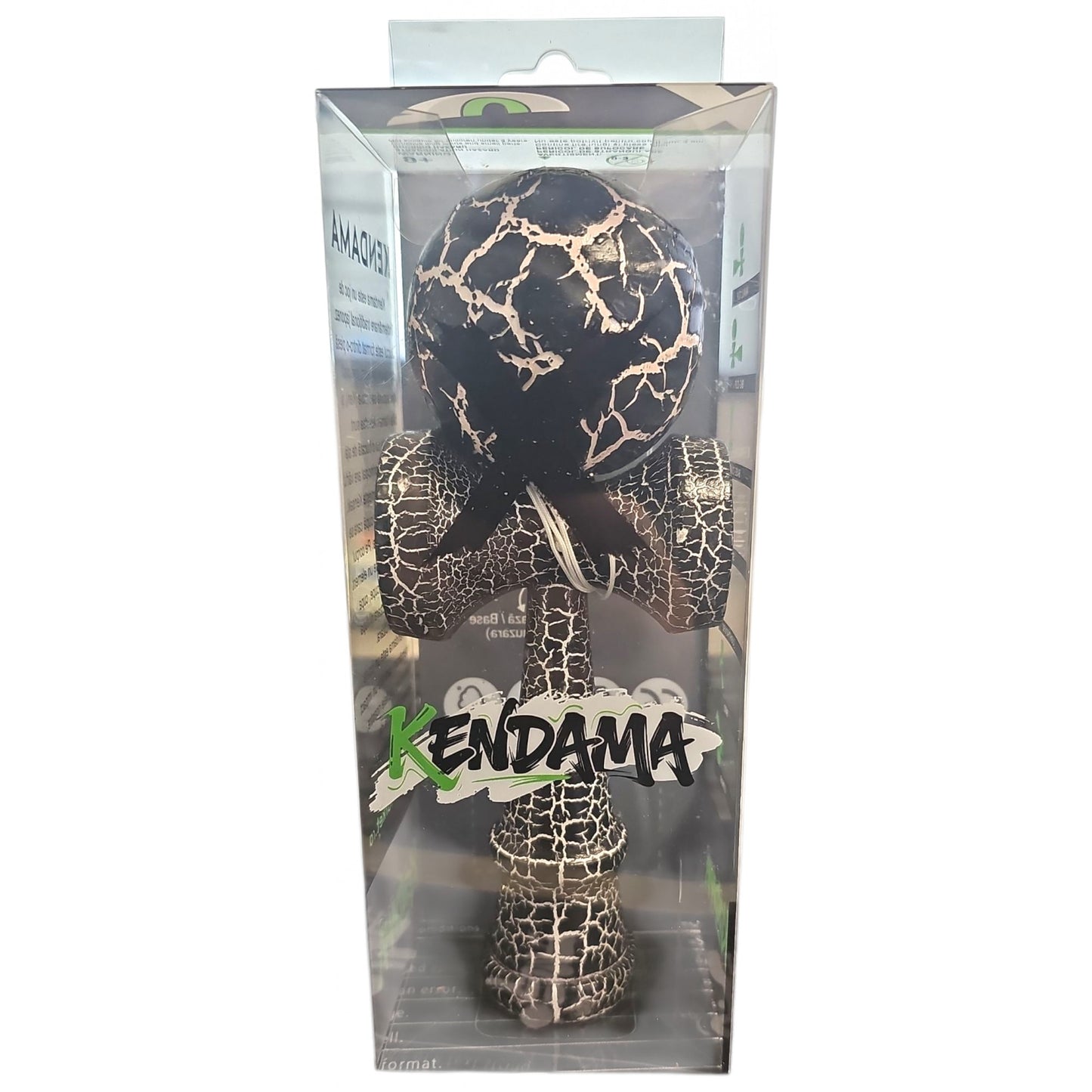Kendama X Originala, Profesionala, Cracked, din Lemn, 18 cm, Negru Alb