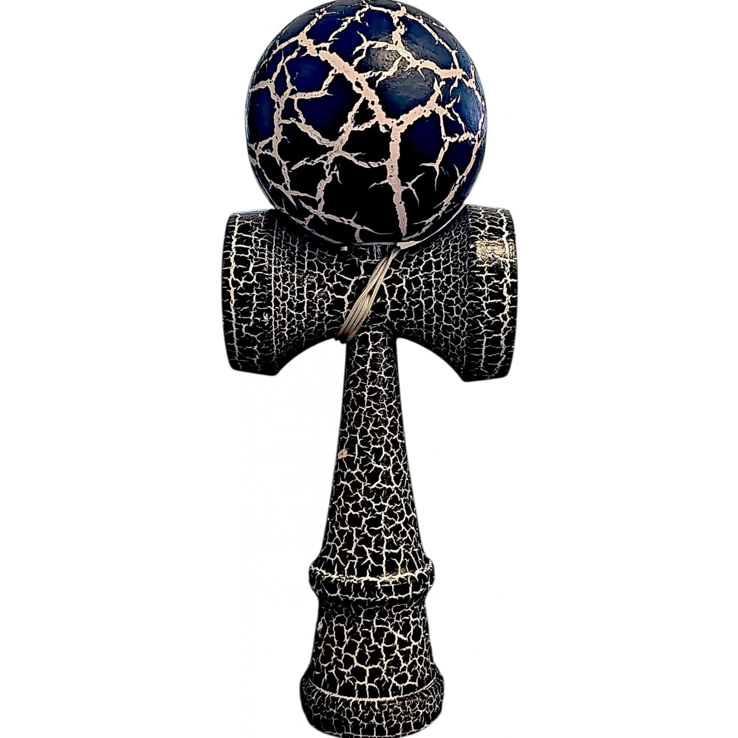 Kendama X Originala, Profesionala, Cracked, din Lemn, 18 cm, Negru Alb
