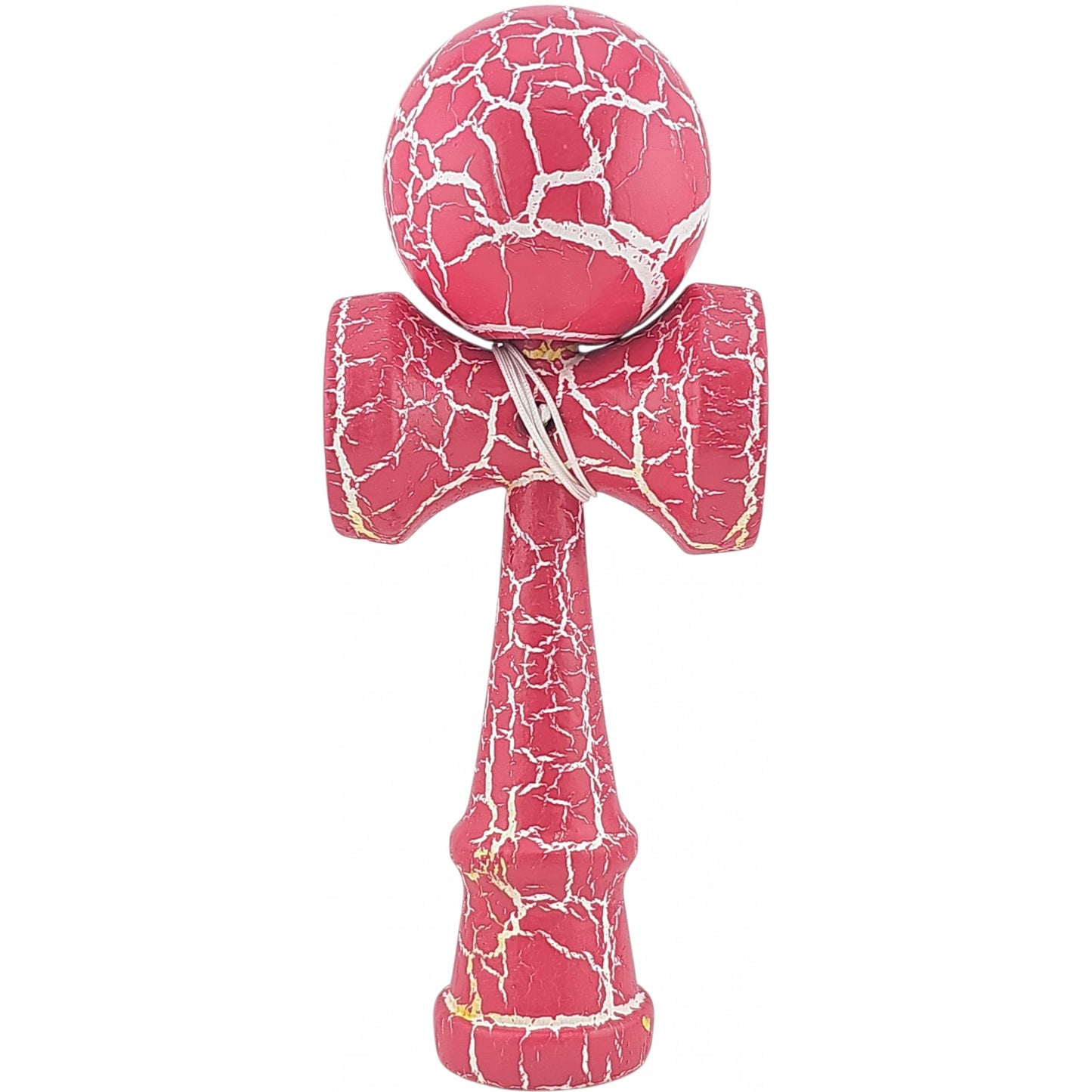 Kendama X Originala, Profesionala, Cracked, din Lemn, 18 cm, Roz Aprins/Alb