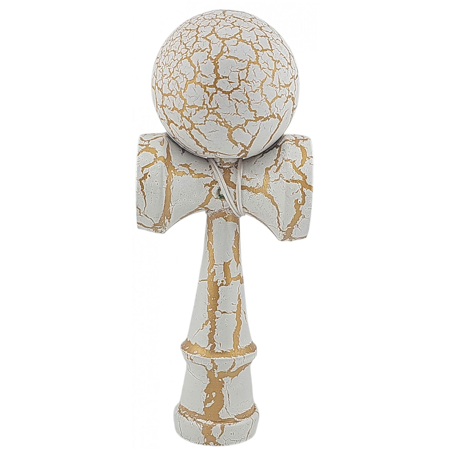 Kendama X Originala, Profesionala, Kendama Cracked, din Lemn – 18 cm, Alb/Galben