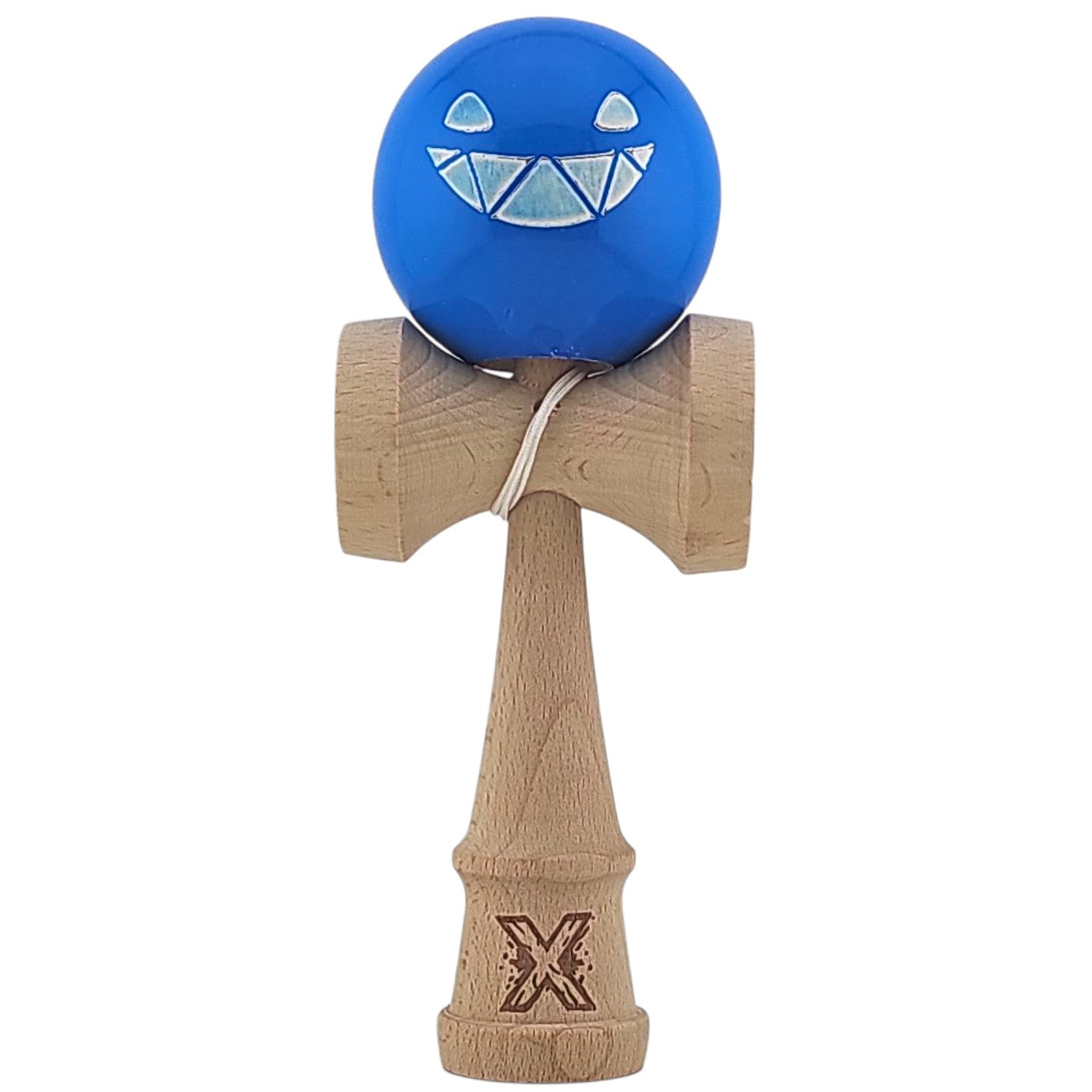 EDITIE LIMITATA Kendama X Originala, Profesionala Limited Crazy Smile, din Lemn, Super Stiky, 18 cm, Albastru