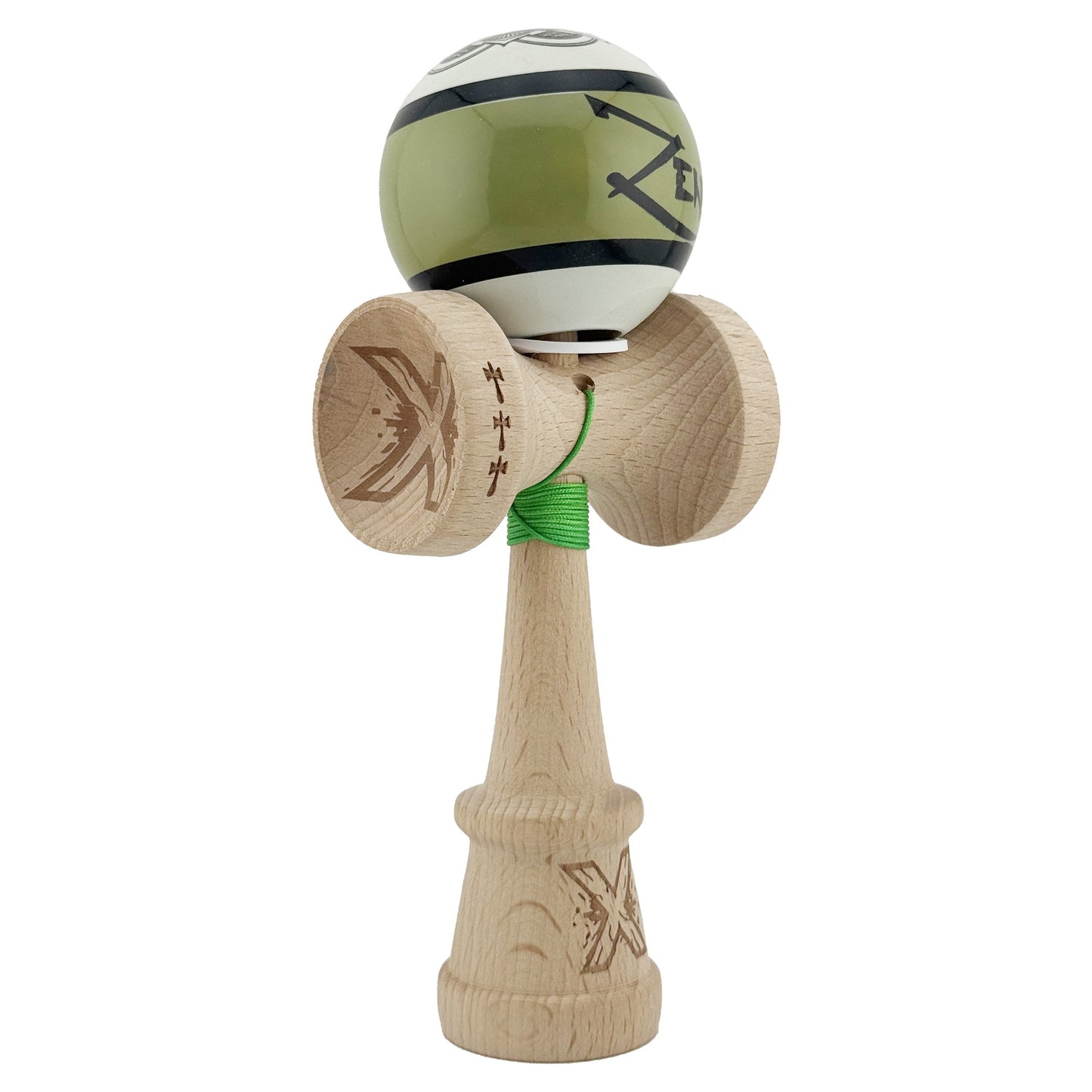 Kendama X Zen Series Originala, Profesionala,Super Sticky, Gaura in Baza,Cupe Mari KING SIZE V3,Rulment Metalic, din lemn 18 cm, Ata 55 cm, Verde