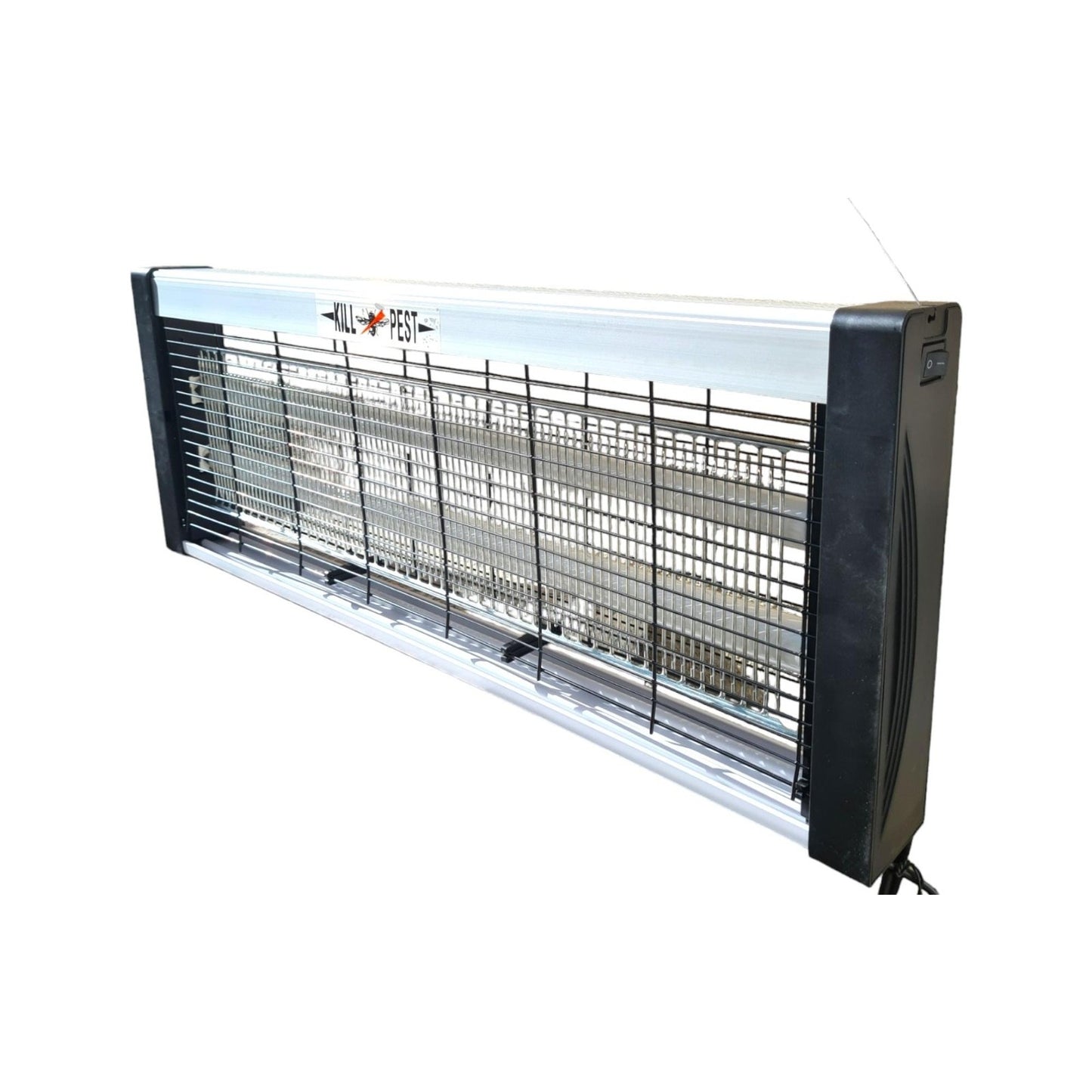 Lampa Electrica UV Anti Insecte,  Lumina Neon, 2 tuburi cu putere de 30W, Suspensie Perete, Carcasa din Plastic Metalica, 49 x 25 x 6 cm Alb Negru