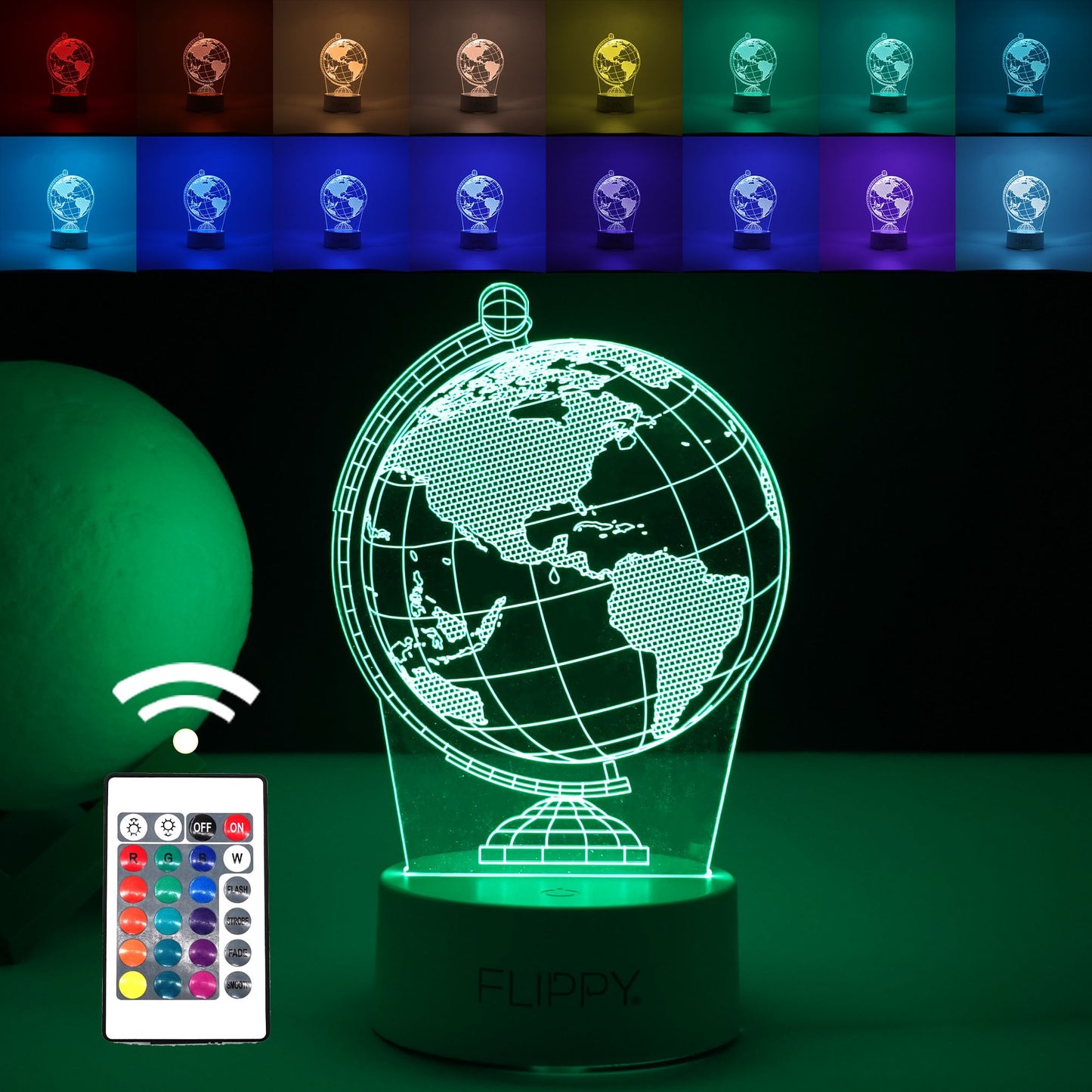 Lampa LED decorativa, 3D, Peisaj de iarna, cu telecomanda, doua moduri de alimentare USB si baterii, 20 cm inaltime, din material acril si lumina multicolora, alb