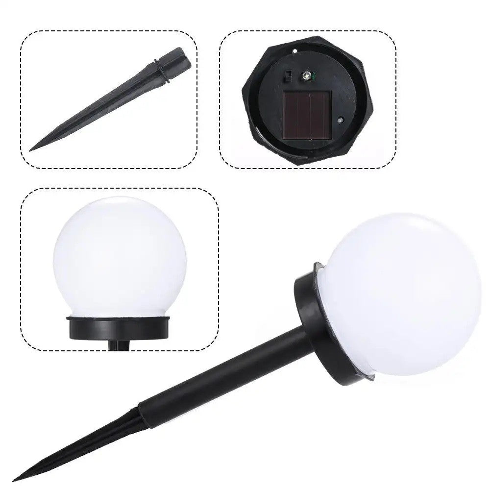 Set 2 Lampi Solare LED, Forma Sferica, Tip Glob, Diametru 10 cm, Alb Rece