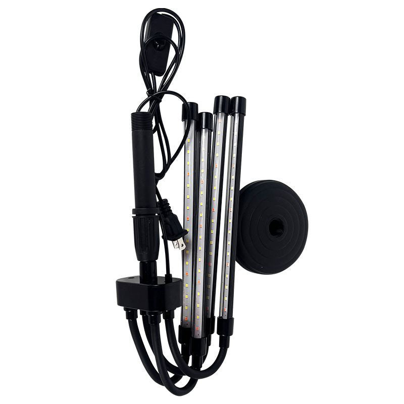 Lampa UV pentru cresterea plantelor, conectare la retea, 20W, 4 capete, 72 LED-uri, ajustabila pana la 66.5 cm, Lumina Alb Mov