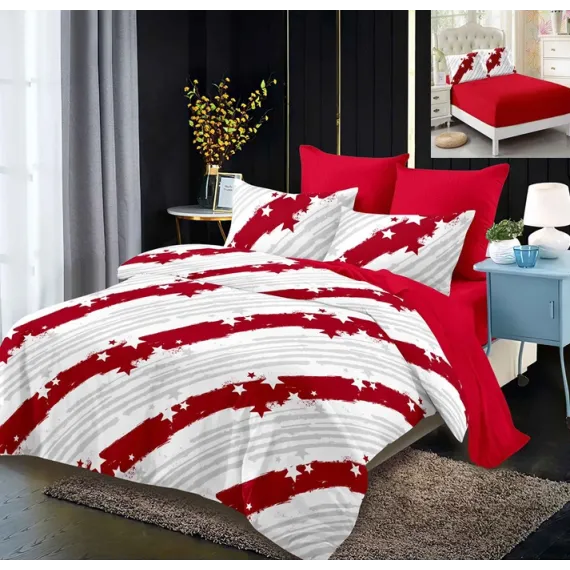 Lenjerie de pat finet gros din bumbac hipoalergenic 180x200 cm- 6 piese