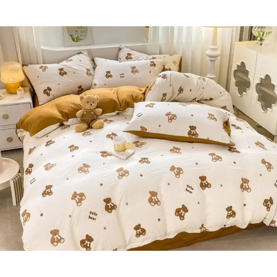 Lenjerie de pat finet gros din bumbac hipoalergenic, single, 140x200+25 cm