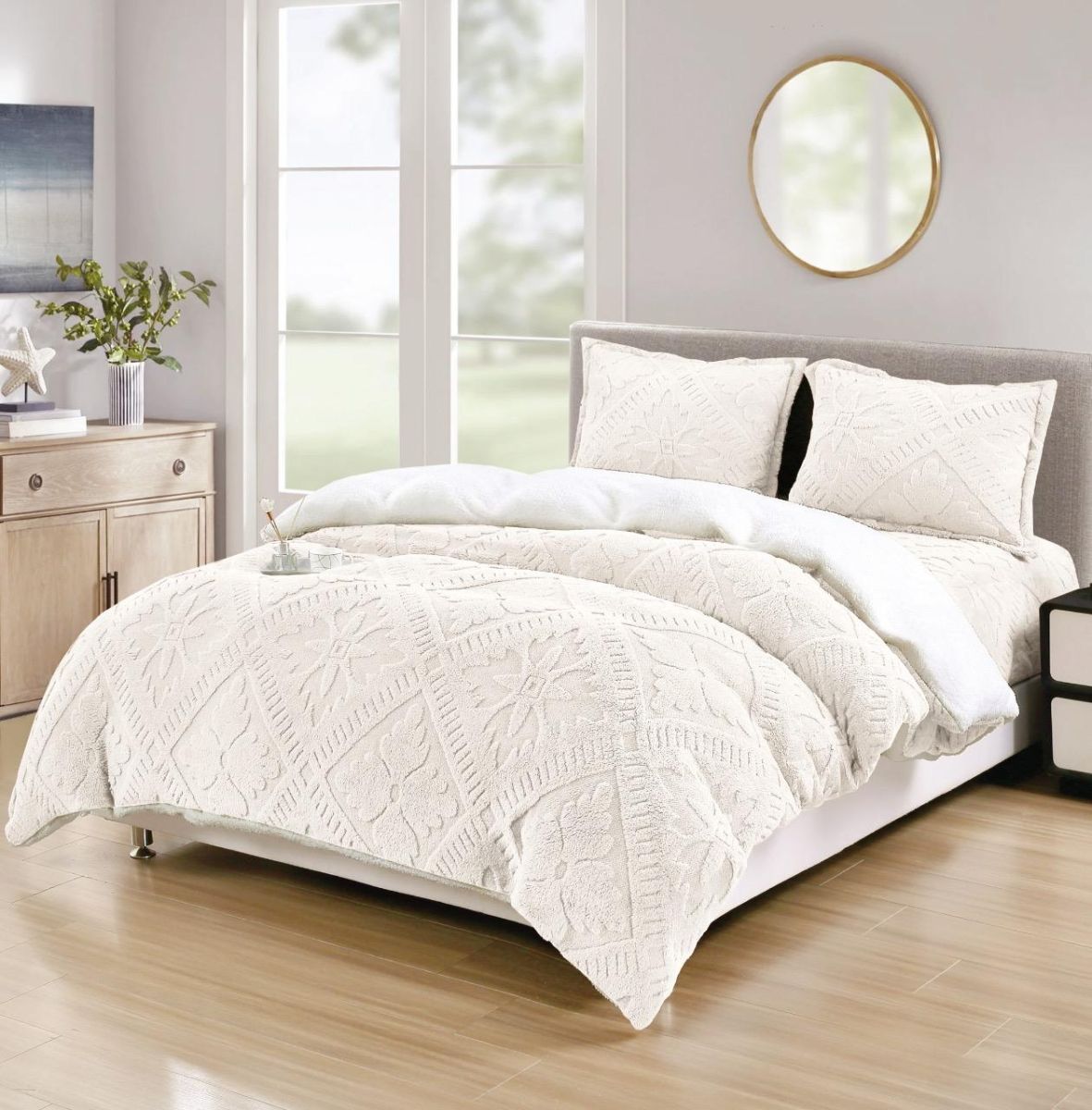 Lenjerii Cocolino, 4 Piese, cu Blanita, Cearceaf de Pat cu Elastic, Confort Termic Superior, Material Moale și Durabil, Imprimat 3D Elegant