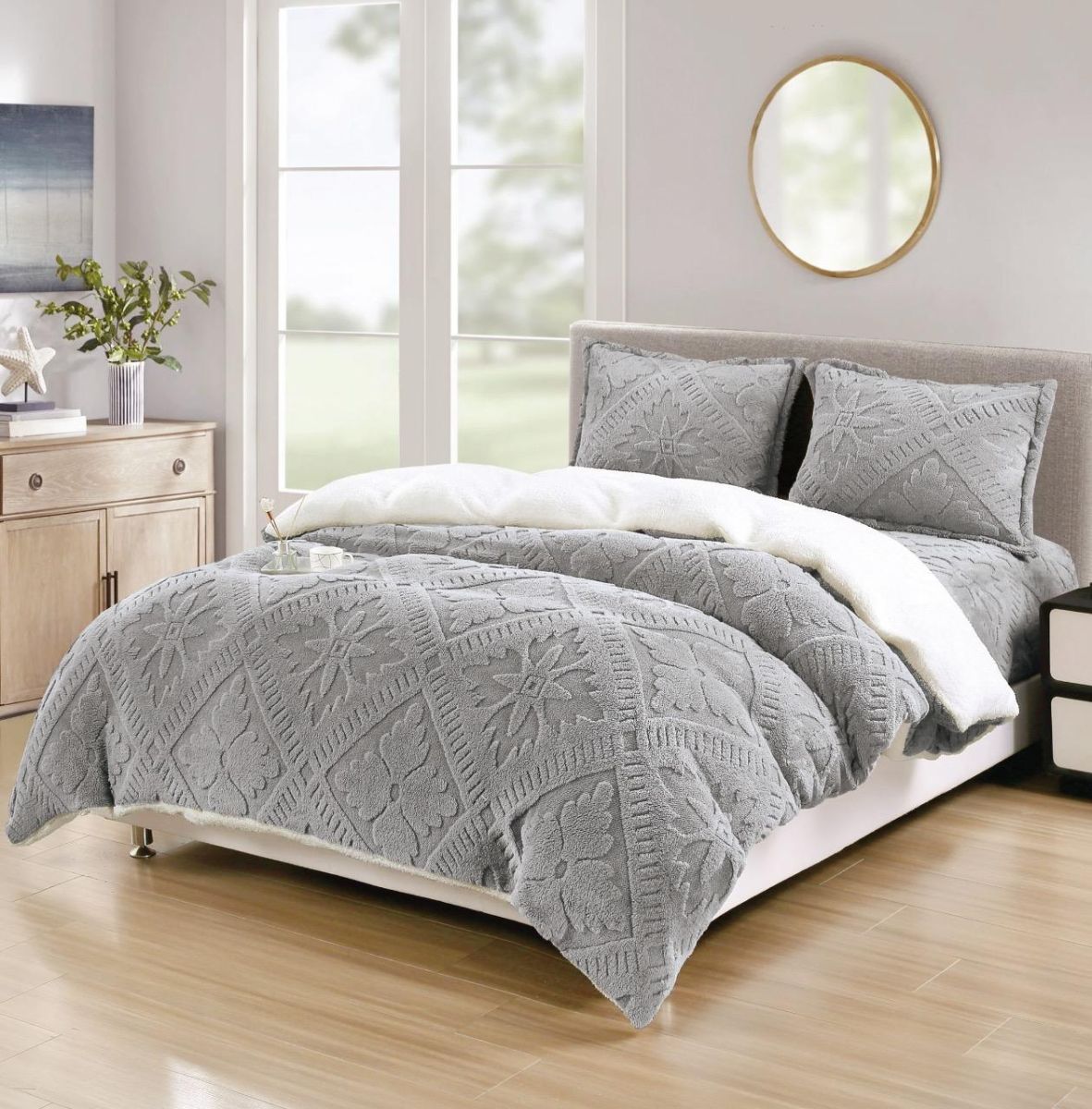 Lenjerii Cocolino, 4 Piese, cu Blanita, Cearceaf de Pat cu Elastic, Confort Termic Superior, Material Moale și Durabil, Imprimat 3D Elegant
