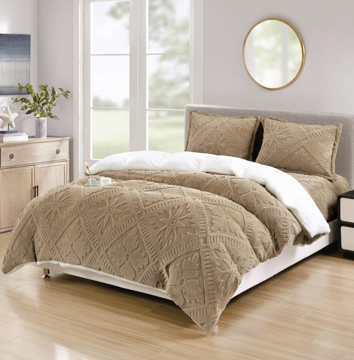 Lenjerii Cocolino, 4 Piese, cu Blanita, Cearceaf de Pat cu Elastic, Confort Termic Superior, Material Moale și Durabil, Imprimat 3D Elegant