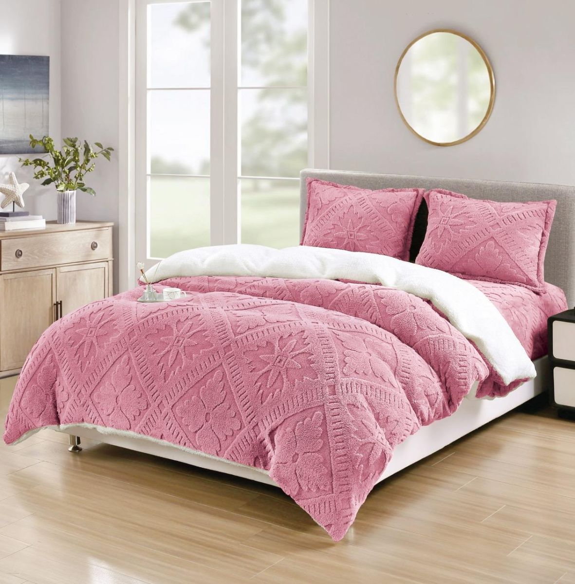 Lenjerii Cocolino, 4 Piese, cu Blanita, Cearceaf de Pat cu Elastic, Confort Termic Superior, Material Moale și Durabil, Imprimat 3D Elegant