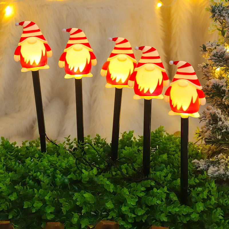 Set 5 X Acadele cu Mos Craciun de Exterior cu incarcare solara