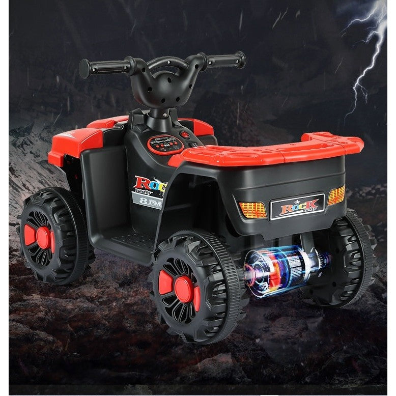 Masinuta Electrica, pe 4 Roti, Tip ATV, cu Acumulator, Sistem Anti-Rasturnare, Sistem de Lumini si Sunet, 2-5 Ani, 70 x 43 x 48 cm, Rosu